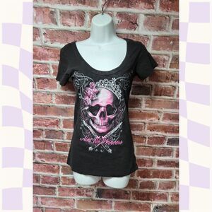 Lethal Angel Biker Tee – Women’s Medium Black‎ Skull Shirt “Ain’t No Princess”